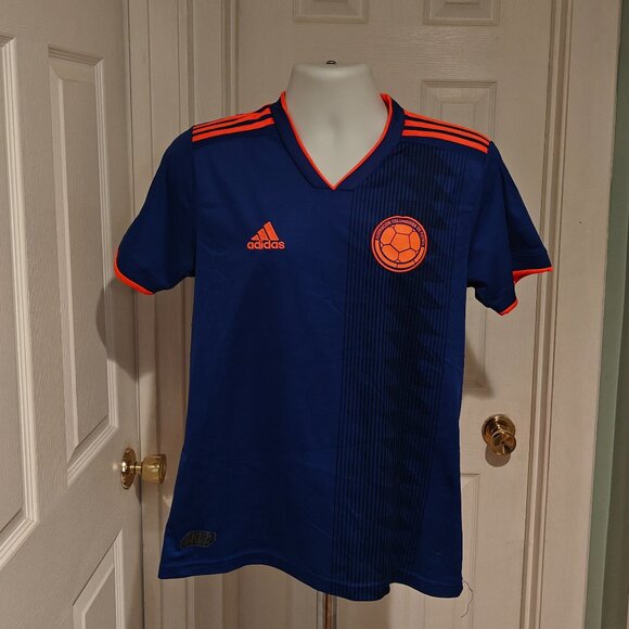Colombia Away Jersey 2018/19 Adidas Blue Men's Size S Small Soccer Shirt - Picture 2 of 11
